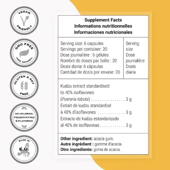 SuperSmart Kudzu 3000mg per Day (High Strength) - Kudzu Root Extract - Pueraria Lobota Full Spectrum | Non-GMO & Gluten Free - 120 Vegetarian Capsules image {3}