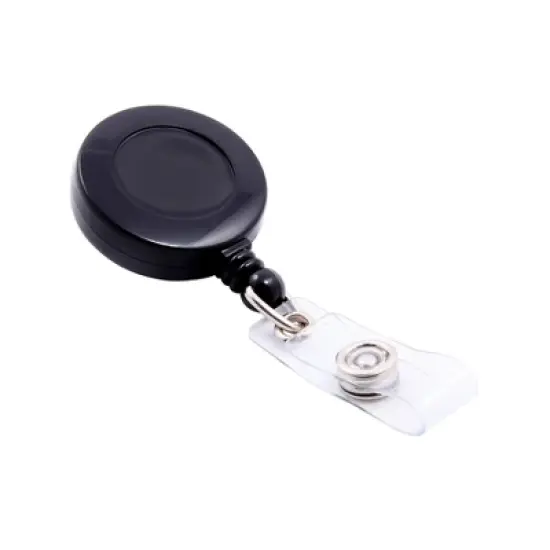 SICURIX Standard Round ID Badge Reel with Belt Clip, Black, Pack of 6 image {2}