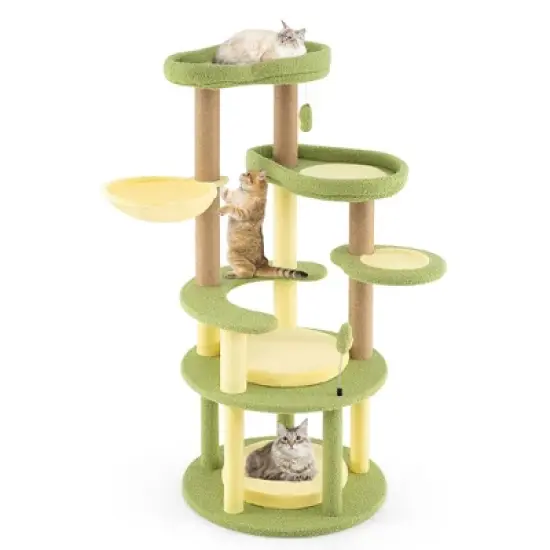 Tangkula Multi-level Cat Tree w/ Wide Perch Rotatable Basket Removable Soft Cushions image {10}