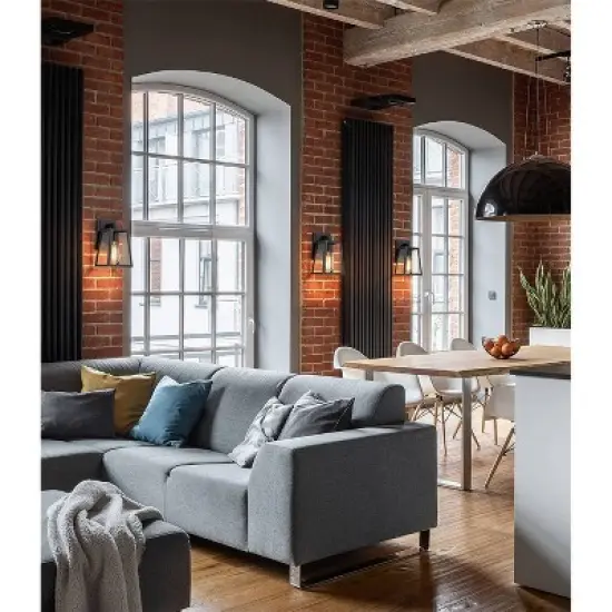 10" Metal/Glass Cone Outdoor Wall Lamp Black - LNC image {8}