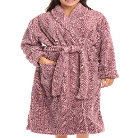 Women's Fuzzy Plush Fleece Winter Robe, Warm Soft Bathrobe for Her image {16}