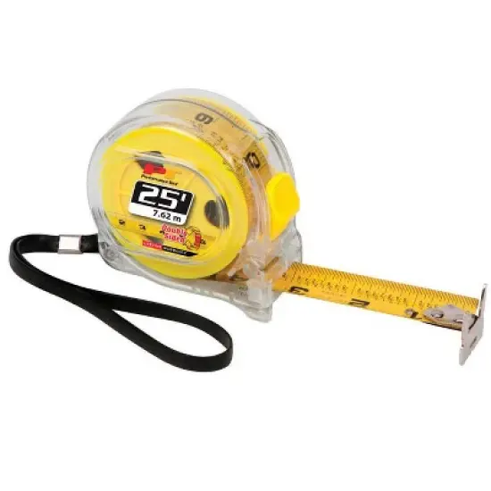 Performance Tool 25 ft. L X 1 in. W Double Sided Tape Measure 1 pk (Case of 8) image {1}
