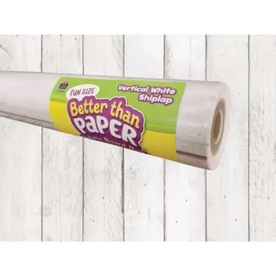 Teacher Created Resources&reg; Fun Size Better Than Paper&reg; Bulletin Board Roll, 18" x 12', Vertical White Shiplap, Pack of 3 image {1}