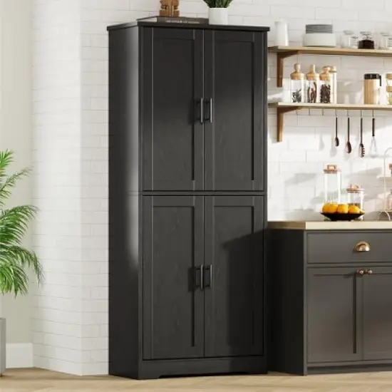 Tall Kitchen Pantry Cabinet, Storage Cabinet with Doors and Adjustable Shelves, Freestanding Large Utility Storage Cupboard image {5}