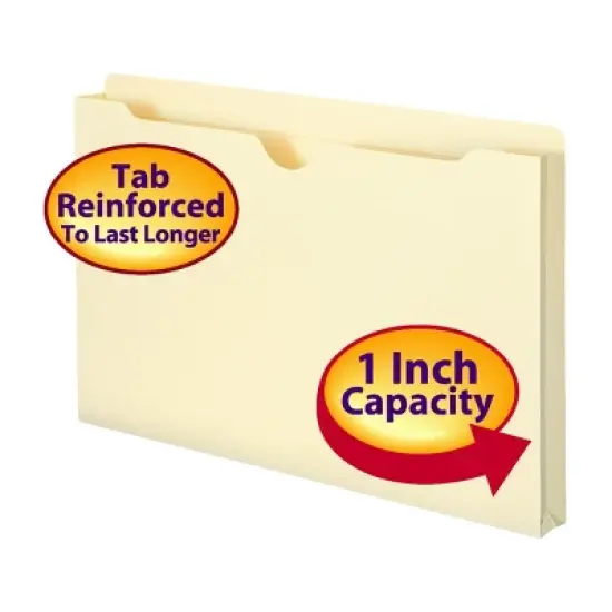 Smead File Jacket, Reinforced Tab, 1" Expansion, Legal Size, Manila, 50 per Box (76520) image {14}