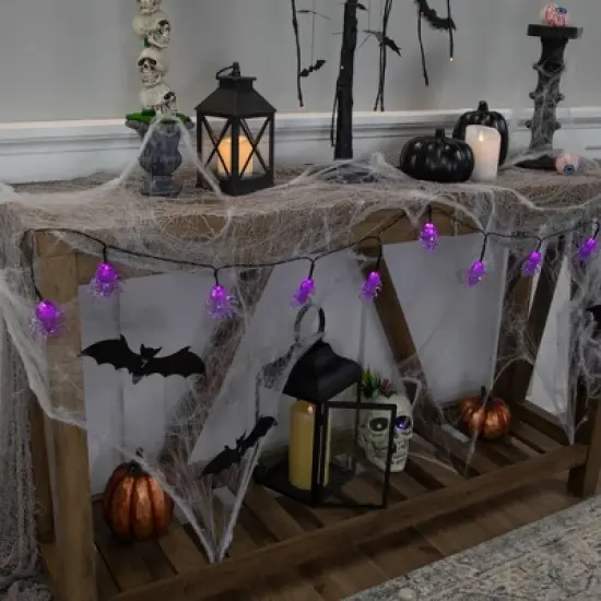 Northlight LED Lighted Spider Halloween Lights - 6' Black Wire - Purple Lights - 10ct image {2}