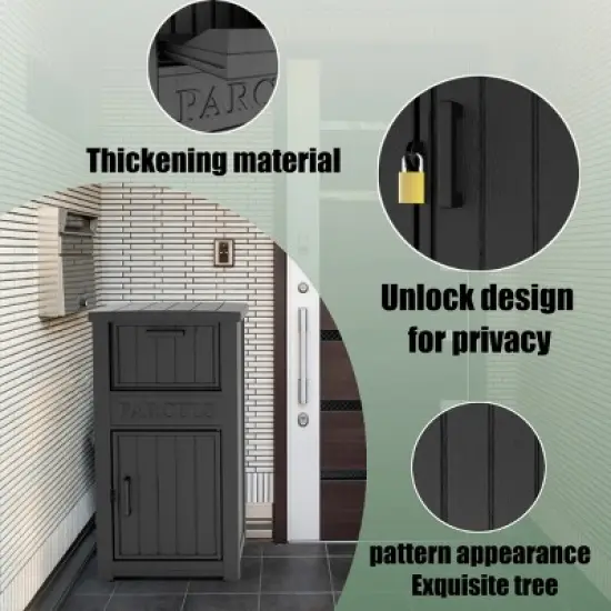 SEVOBAL Deck Boxes 48 Gallon Package Delivery Boxes, Lockable Outdoor Storage Box, Large Package Delivery Waterproof Deck Box, Black, image {4}