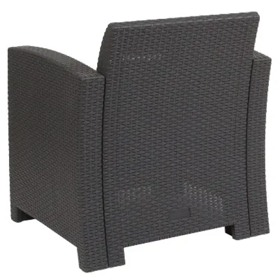 Flash Furniture Faux Rattan Chair with All-Weather Cushion image {6}