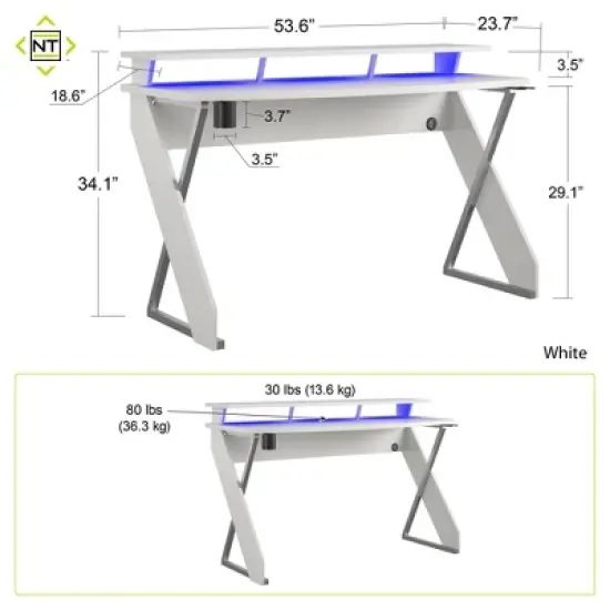 GDFStudio Bertram Modern 53.6" Gaming Desk with Metal Legs image {3}