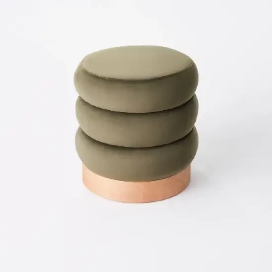 Clarkdale Channel Tufted Ottoman with Wood Base - Threshold&trade; designed with Studio McGee image {2}