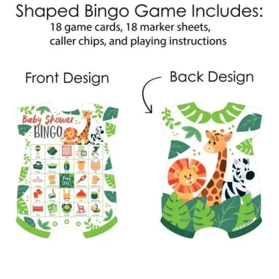 Big Dot of Happiness Jungle Party Animals - Picture Bingo Cards and Markers - Safari Zoo Animal Baby Shower Shaped Bingo Game - Set of 18 image {2}