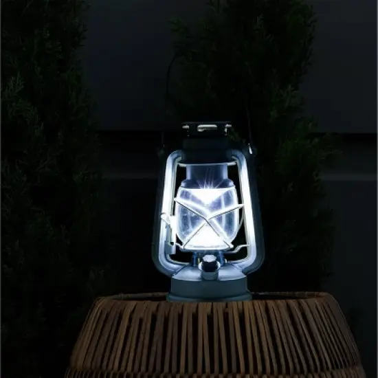 Indoor/Outdoor Hurricane Lantern with LED Lights and Timer Cool White - Alpine Corporation image {5}