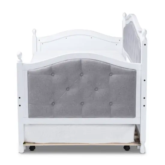 Twin Marlie Upholstered Daybed with Trundle Gray/White - Baxton Studio image {1}