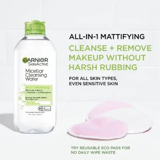 Garnier Mattifying Micellar Water Makeup Remover for Oily Skin - 13.5 fl oz image {3}