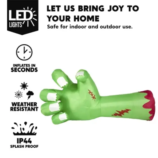 Joyfy 9 FT Long Halloween Inflatables Outdoor Decoration, Giant Zombie Arm Inflatable with Built-in LEDs for Halloween Yard Lawn Garden Decoration image {1}