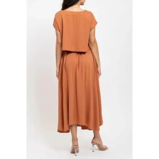 August Sky Women's Batwing Top and Pleated Skirt Set image {1}