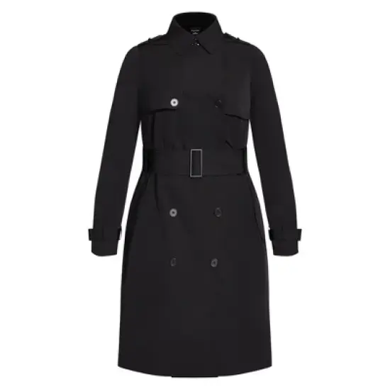 Women's Plus Size Utility Trench - black | CITY CHIC image {2}