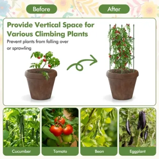 Tangkula 3-Pack Garden Tomato Trellis 40" Plant Support Cage w/ Adjustable Size for Plants image {7}