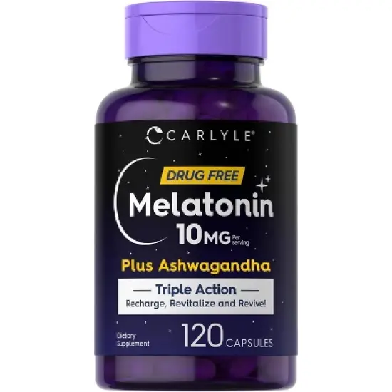 Carlyle Melatonin 10mg with Ashwagandha | 120 Capsules image {2}