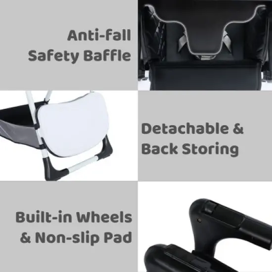 Kinder King Foldable High Chair for Babies & Toddlers, Adjustable Height, Recline, Storage Basket, Double Trays, Easy to Clean image {4}