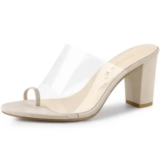 Allegra K Women's Ring Clear Chunky Heels Slide Heel Sandals image {7}