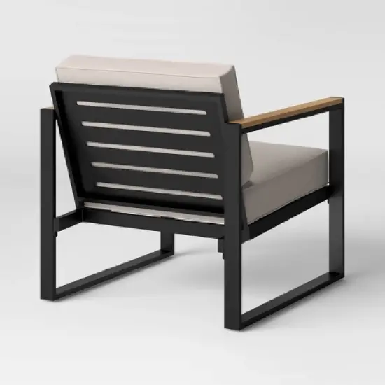 2pc Steel Henning Rust Resistant Outdoor Club Patio Chairs Black - Threshold&trade; image {2}