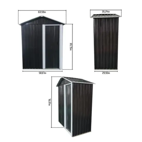 Garvee Outdoor Storage Shed ,Garden Tool House with Window Floor Foundation Shed for Garden Tool Storage Flat Roof + Windows image {2}
