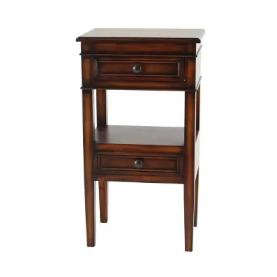 Distressed Wooden Side Table with Drawers - Olivia & May image {6}