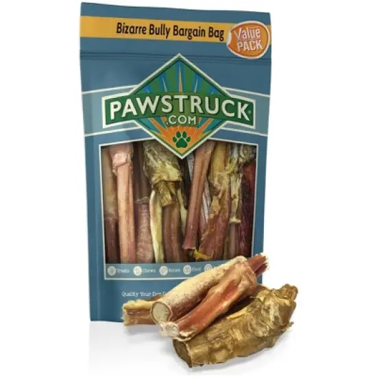 Pawstruck Natural &ldquo;Bizarre&rdquo; Bully Sticks Bargain Bag for Dogs & Puppies - Best Bulk Long Lasting Low Odor Chew Bones image {5}