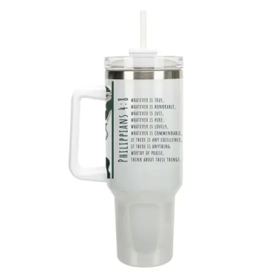 Elanze Designs Whatever Is True Honorable Just Pure 40 oz. Stainless Steel, Large Water Bottle Coffee Mug, Spill & Leak Resistant, Thermal Travel image {1}