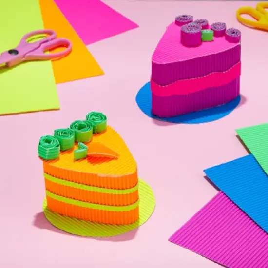 64 Pack Corrugated Cardboard Sheets for Arts and Crafts, School Projects, 8 Bright Colors, 8.3 x 11.8 in image {2}