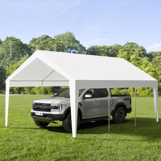 10x20FT Heavy-Duty Carport Canopy &ndash; Galvanized Steel Frame, Waterproof & UV-Resistant (White/Grey/Yellow) image {9}