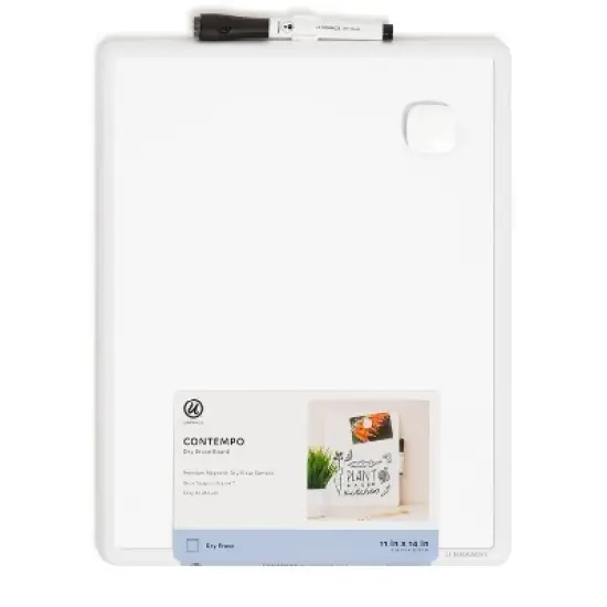 U Brands 11"x14" Contempo Magnetic Dry Erase Board - White: Small Wall Mount Presentation Board, Steel & Plastic image {5}
