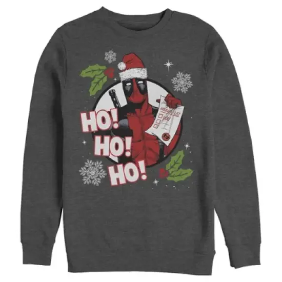 Men's Marvel Deadpool Santa Naughty List Holiday Sweatshirt image {2}