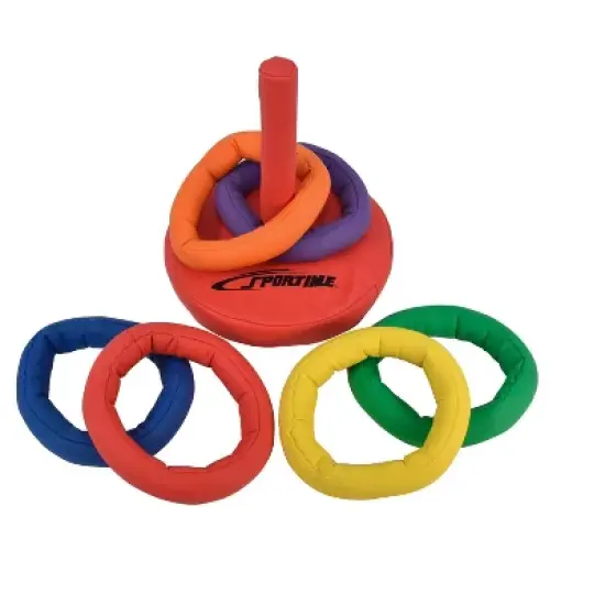 Sportime Soff-Ring Toss Game with Post, Assorted Colors, Set of 6 Rings image {2}