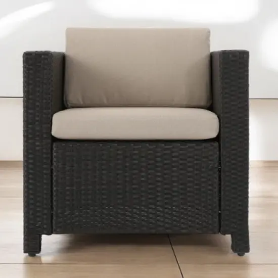 4-Piece Outdoor Sofa Set with Cushions, PE Wicker Rattan Seating Group with Loveseat, Club Chairs, and Coffee Table for Backyard, Patio, or Garden image {4}