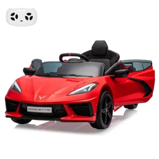 Ride on Sports Car, 12V Battery Powered Car for Kids, Licensed Corvette Kids Electric Car Toy, with RC, Visual Dashboard, Music image {10}