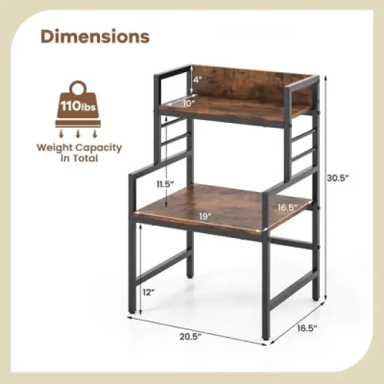 Costway 3-Tier Microwave Stand with Storage Shelves Heavy-Duty Metal Frame Rack Organizer image {2}