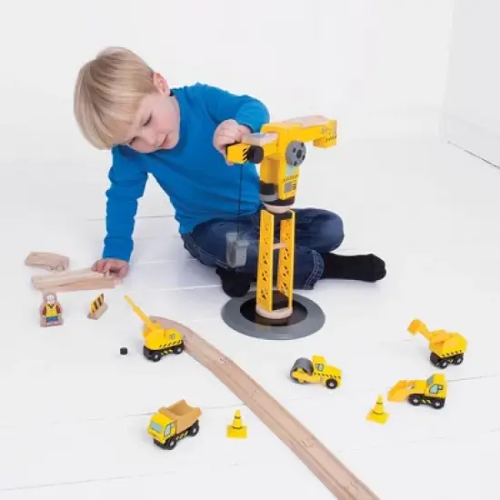 Bigjigs Rail Big Crane Construction Set Wooden Railway Train Set Accessory image {4}