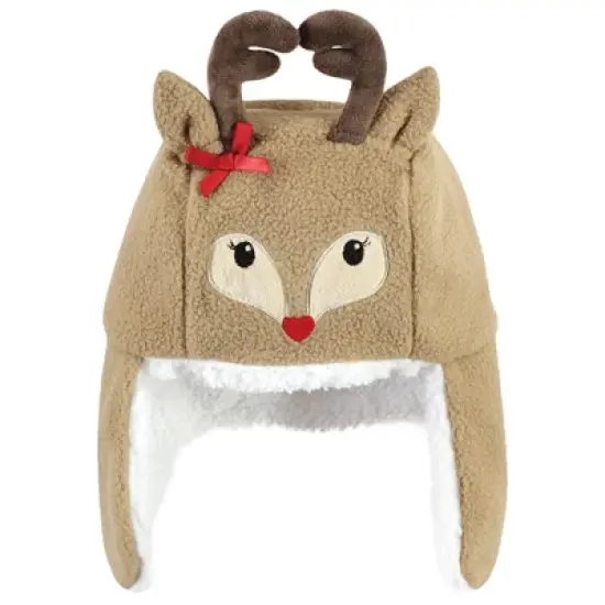Hudson Baby Infant Girl Trapper Hat, Mitten and Bootie Set, Girl Reindeer image {2}