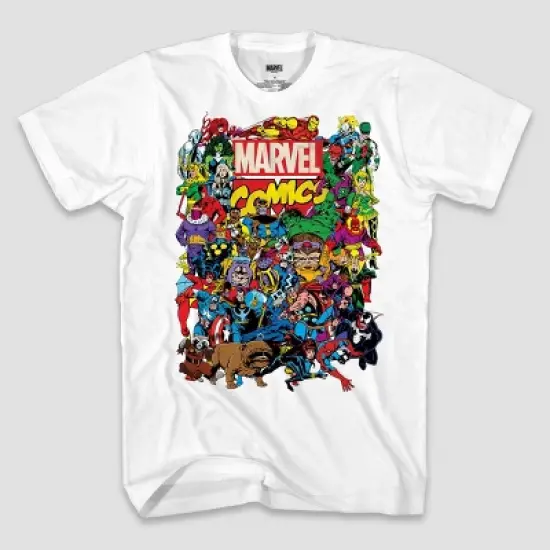 Men's Marvel Team-Up Short Sleeve Graphic T-Shirt - White image {1}