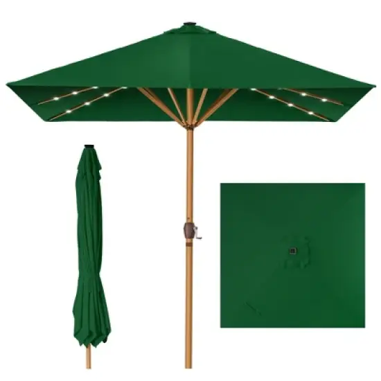Best Choice Products 9ft Deep Square Solar LED Lighted Patio Umbrella w/ Faux Wood Texture, UV-Resistant image {12}
