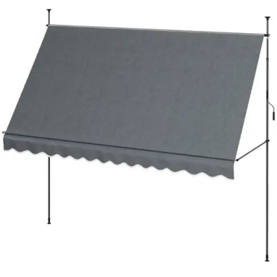 Resenkos Patio Awning, Outdoor Sun Shade Shelter Cover Awnings,11.5' x 4' Manual Retractable Awning, Non-Screw Patio Awning, UV Resistant, Dark Gray image {10}