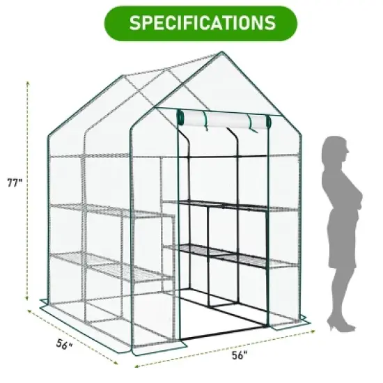 SEVOBAL Greenhouse Outdoor Durable PE Plant Green House for Frost Protection Shelf Clips Roll-up Zipper Door Walk-in for Planter, White, 99"*37"*14.5" image {2}