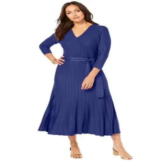 Jessica London Women&rsquo;s Plus Size Pullover Wrap Sweater Dress image {1}