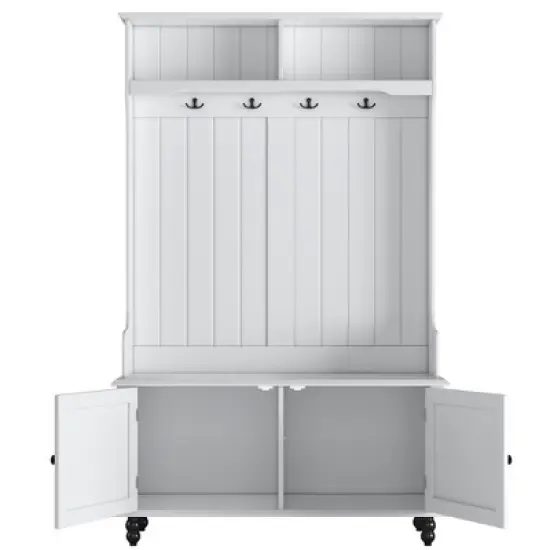 40" 3-in-1 Design Hall Tree with 4 Hooks, Coat Hanger and Entryway Storage Bench - ModernLuxe image {6}