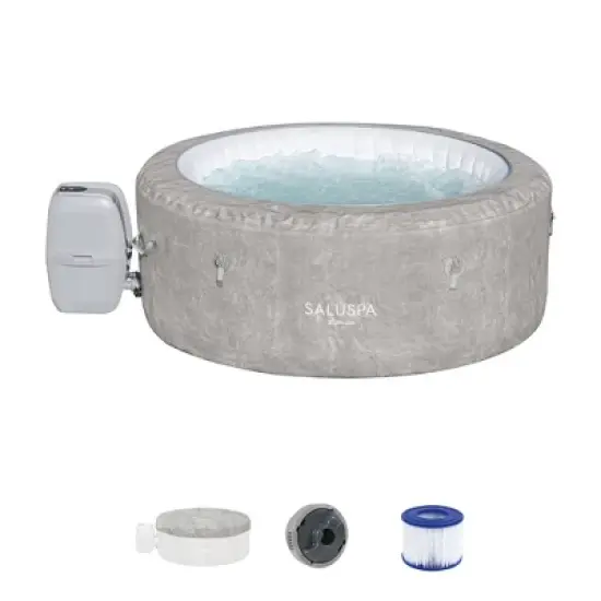 Bestway SaluSpa Zurich AirJet 2 to 4 Person Inflatable Hot Tub Round Portable Outdoor Spa with 120 Soothing Jets and Cover, Gray image {6}