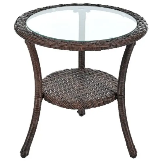 3-PCS Patio Conversation Set Outdoor Leisure Set Furniture Set with 2 Rattan Chairs & Glass Round Table for Patios, Balconies, Courtyard -ModernLuxe image {13}