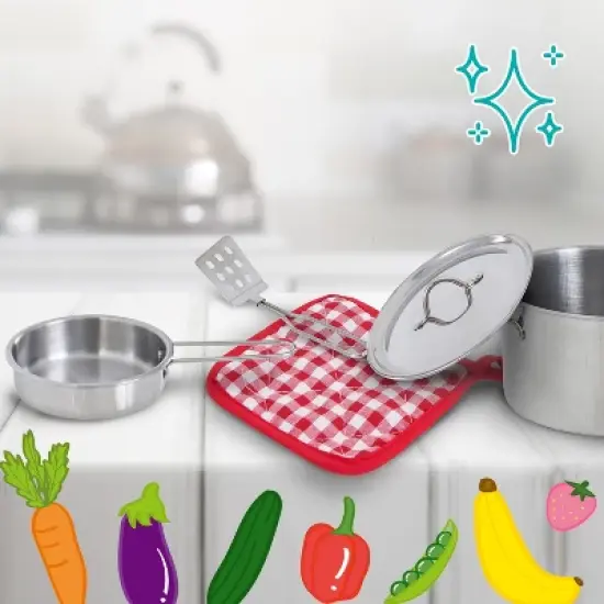 Teamson Kids Play Cooking Accessory Set Steel 11 pcs Frankfurt TK-M00001 image {2}