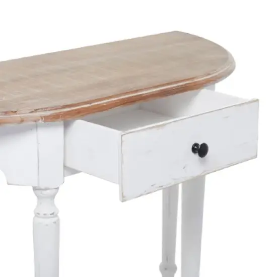 Farmhouse Half Moon Wood Console Table White - Olivia & May image {12}